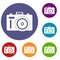 Photocamera icons set