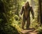 The photograph captures Bigfoot in the forest.