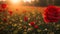 A Photograph capturing the vibrant red petals of a solitary rose,