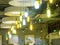 Photograph of colorful chandeliers in bar and restaurant