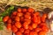 Photograph of Comer tomatoes on rustic background.