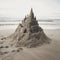 A photograph of an eroding sandcastle on a beach generative AI