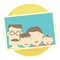 photograph of a family with their son and baby daughter. Vector illustration decorative design