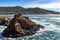 Photograph of an islet in La Bufadora which is a marine geyser in Ensenada in the state of Baja California in Mexico.