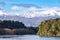 Photograph of mountains and the flooding Waiau River in Manapouri in New Zealand