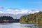 Photograph of mountains and the flooding Waiau River in Manapouri in New Zealand