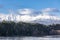 Photograph of mountains and the flooding Waiau River in Manapouri in New Zealand