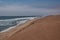 Photograph of the Namibe Desert. Coast line with desert dunes. Africa. Angola. Namibe