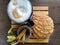 photograph that reflects a Mexican breakfast with coffee, sweet chocolate bread and a touch of cinnamon