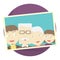 photograph of a senior couple their with children. Vector illustration decorative design