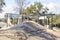 Photograph of a severely flood damaged building on the banks of the Hawkesbury river