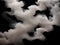 Photograph of a singular flowing white light gray smoke stream in black background