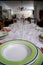 Photograph of a table prepared with dinnerware for a party like Christmas.