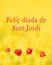 Photograph with yellow blurred background and four poppies emulating the flag of Catalonia, especially for St. George`s Day, the