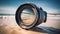 Photographer captures stunning coastline at sunset with fish eye lens generated by AI