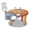 Photographer cartoon wooden dining table in kitchen