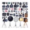 Photographer Equipment Icons in Flat Style