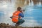 Photographer near the pond