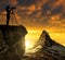 Photographer photographing the sunset over the Matterhorn