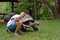 The photographer photographs a turtle