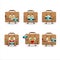 Photographer profession emoticon with brown suitcase cartoon character