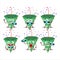 Photographer profession emoticon with dark green party popper with confetti cartoon character
