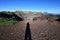 Photographer`s shadow on Tam McArthur Rim Trail, Oregon.