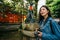 Photographer standing in front of the dog statue