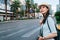 Photographer standing on the street in Las Vegas