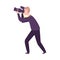Photographer Taking Photo with Digital Equipment, Male Paparazzi, Journalist Character, Sife View Flat Vector