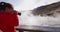 Photographer tourist taking picture of Iceland nature volcano geothermal