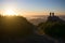 Photographers at sunrise in the mountains