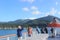 Photographers taking photo of islands Cook strait new zealand