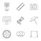 Photographic icons set, outline style