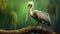 Photographic Style Pelican On Wood Branch In Zbrush Fine Art Portraiture