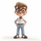 Photographically Detailed 3d Cartoon Boy In Glasses And Blue Pants