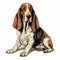 Photographically Detailed Basset Hound Color Vector Portrait In 32k Uhd