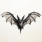 Photographically Detailed Black And White Bat Drawing With Realistic Sculpture Style