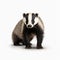 Photographically Detailed Portrait Of A Badger On A White Background