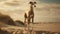 Photographically Detailed Portrait Of A Greyhound Dog In A Desert