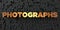 Photographs - Gold text on black background - 3D rendered royalty free stock picture