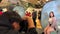 Photographs of a teenager schoolchildren in the gym of the school, the view from the back shows how a person poses and