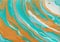 Photography of abstract marbleized effect background. turquoise, gold, blue and white creative colors. Beautiful paint