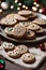 Photography of a christmas cookies on a plate, xmas background