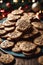 Photography of a christmas cookies on a plate, xmas background