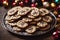 Photography of a christmas cookies on a plate, xmas background