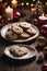 Photography of a christmas cookies on a plate, xmas background