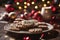 Photography of a christmas cookies on a plate, xmas background