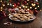 Photography of a christmas cookies on a plate, xmas background