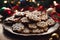 Photography of a christmas cookies on a plate, xmas background